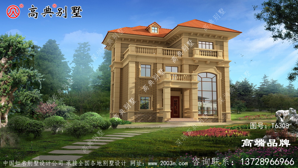 歐式風(fēng)格三層復(fù)式農(nóng)村自建房屋別墅
