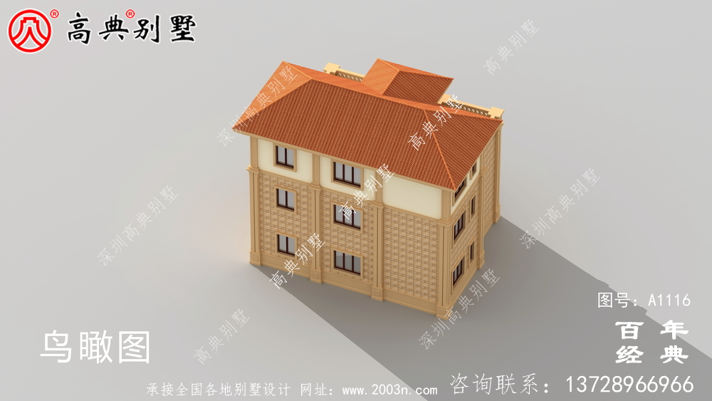 大客廳歐式三層別墅房屋設計圖,含外型造型設計圖