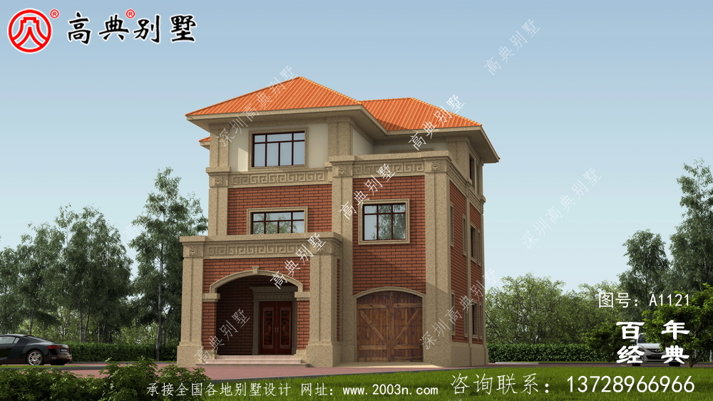 歐式三層建筑設(shè)計(jì)圖中包含效果圖，戶型經(jīng)典。