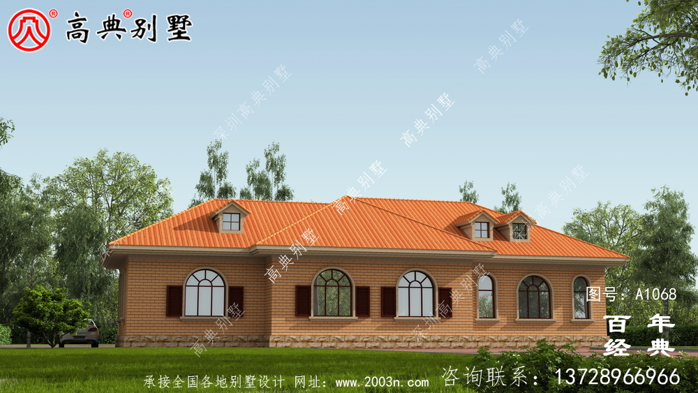 一棟實用的農村一層別墅設計效果圖，占地243平