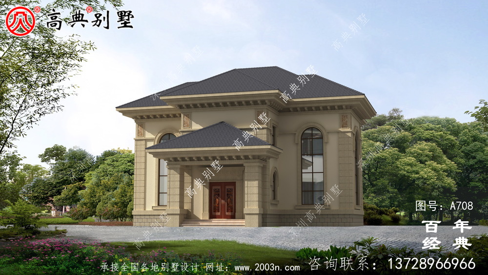 二層小別墅設計圖，含設計效果圖，簡歐風
