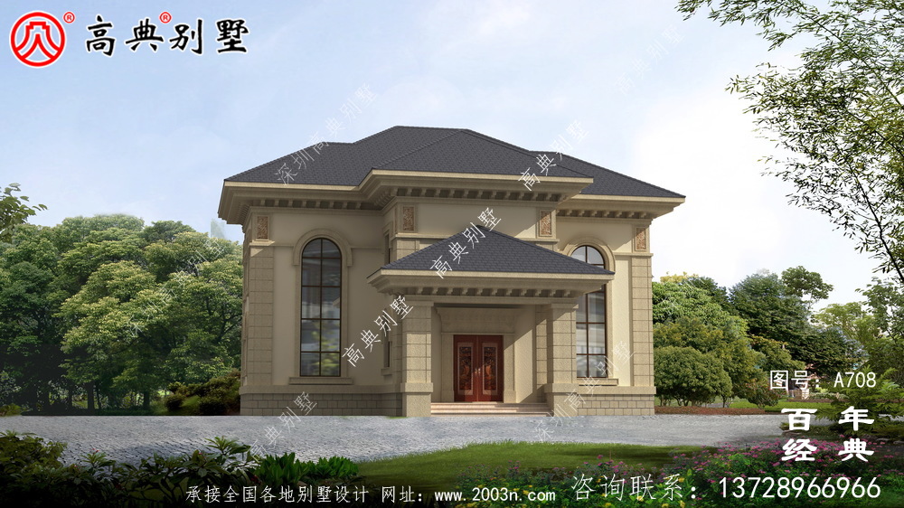 二層小別墅設計圖，含設計效果圖，簡歐風