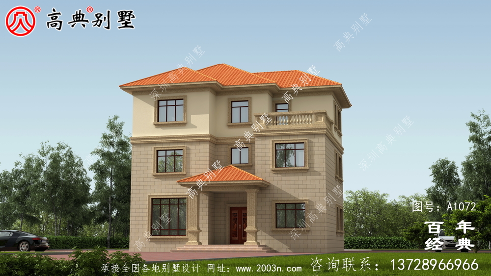 歐式三層別墅設計紙帶效果圖，全套施工方案
