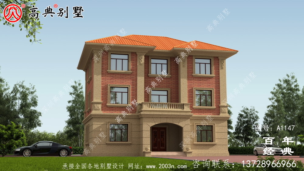 房型好的鄉(xiāng)村三層樓房設(shè)計圖，帶外型設(shè)計效果圖
