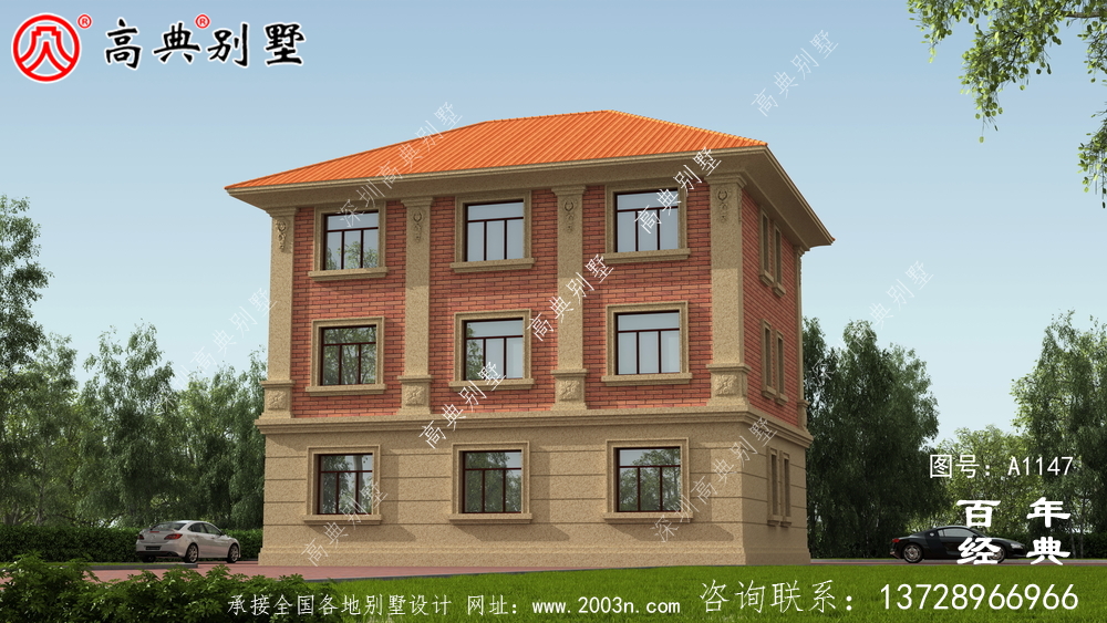房型好的鄉(xiāng)村三層樓房設(shè)計圖，帶外型設(shè)計效果圖