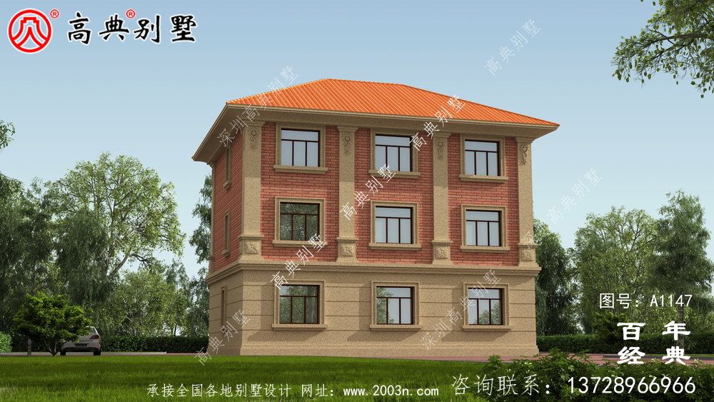 房型好的鄉(xiāng)村三層樓房設(shè)計圖，帶外型設(shè)計效果圖