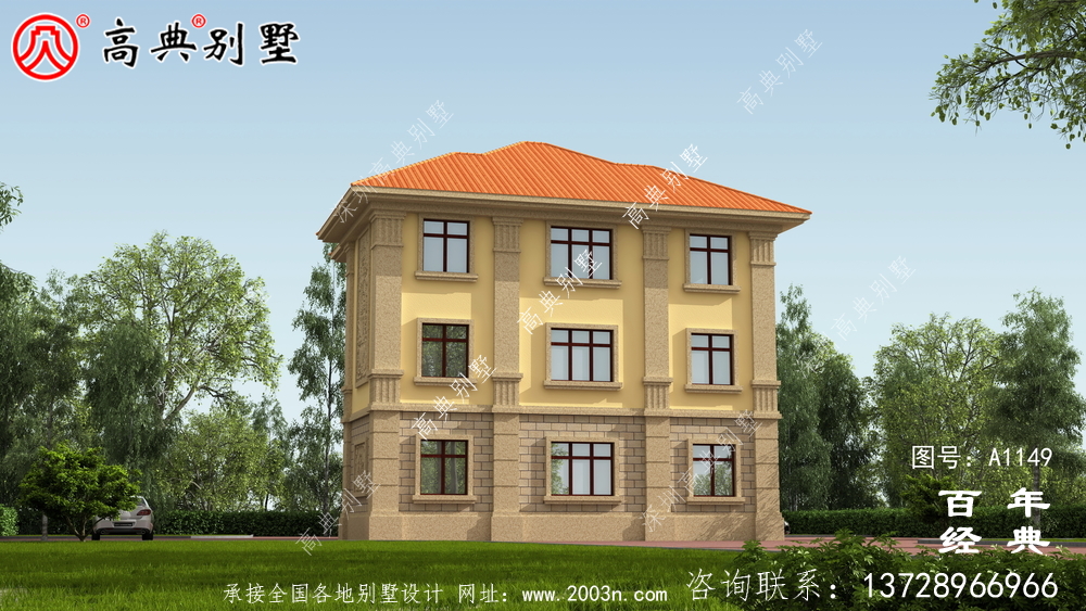 鄉村自建歐式三層房屋設計圖，含外型效果圖