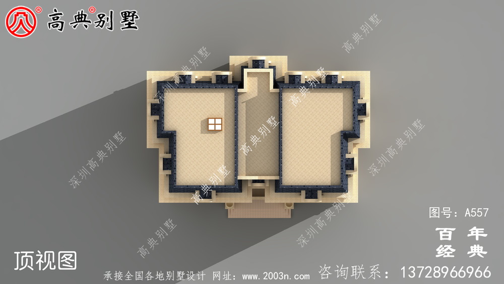 五層豪華的歐式自建筑造型，客廳空洞，三轉樓梯