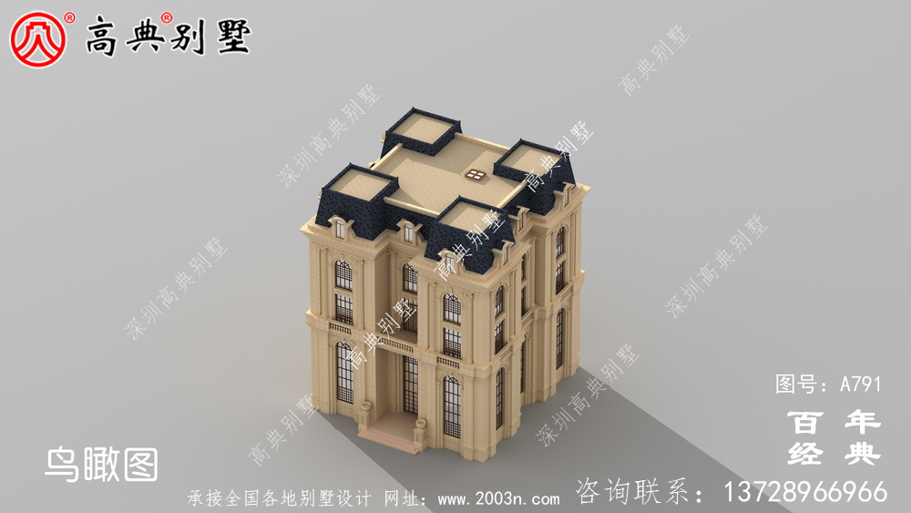 五層法式別墅設(shè)計圖紙，客廳中空復(fù)式，豪華大氣