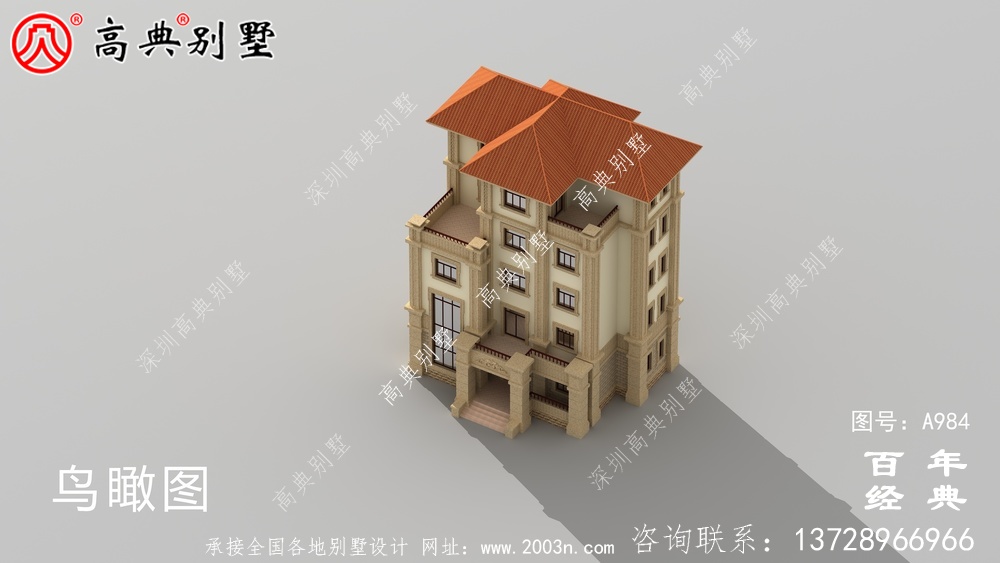 簡單實用的五層農村自建住宅設計，面積159平方米。