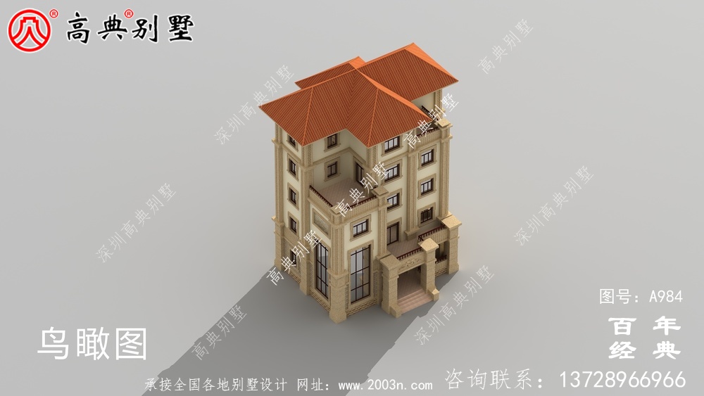 簡單實用的五層農村自建住宅設計，面積159平方米。