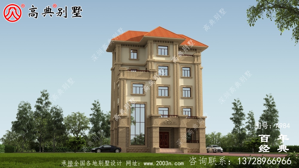 簡單實用的五層農村自建住宅設計，面積159平方米。