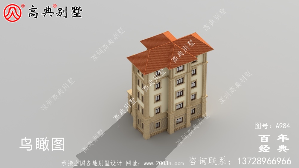 簡單實用的五層農村自建住宅設計，面積159平方米。
