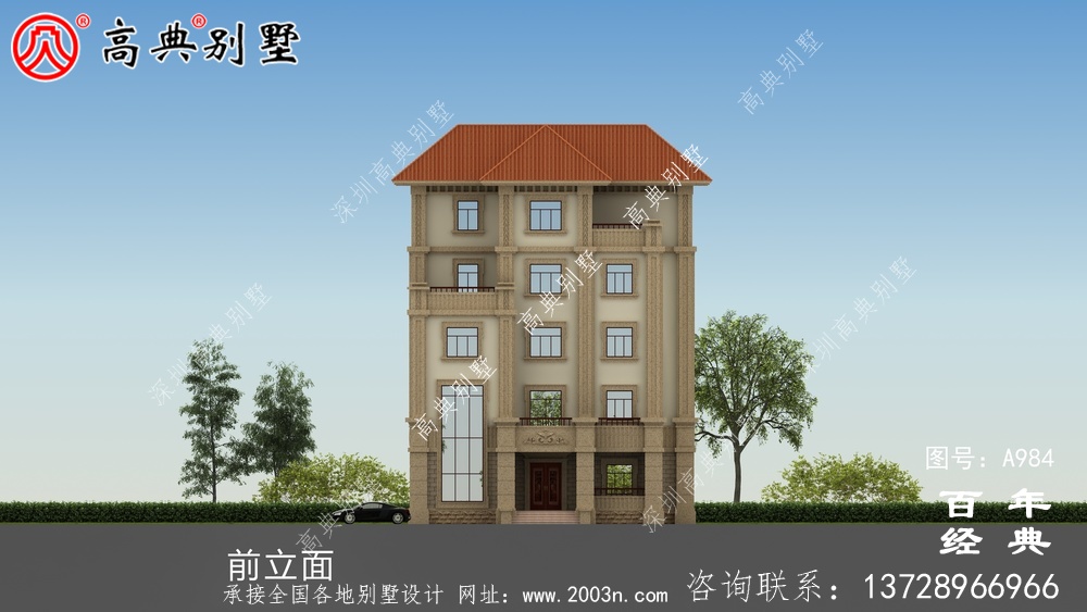簡單實用的五層農村自建住宅設計，面積159平方米。