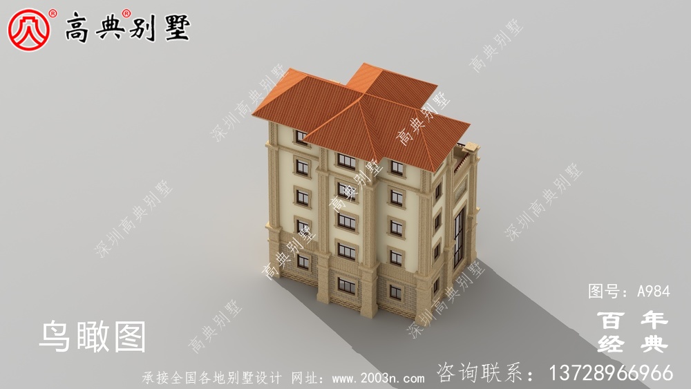 簡單實用的五層農村自建住宅設計，面積159平方米。