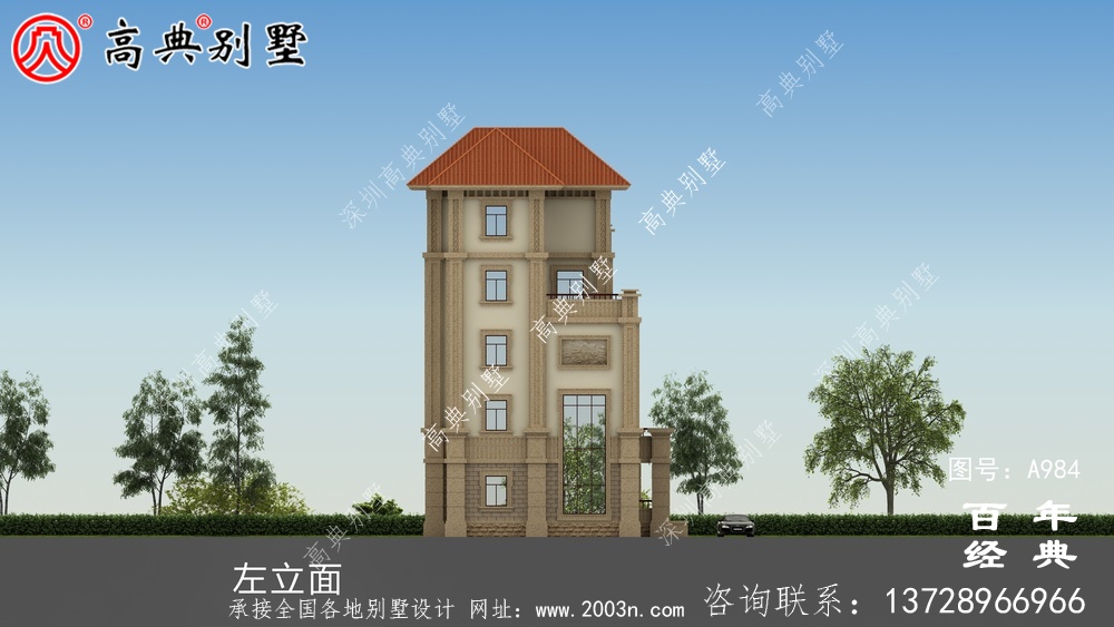 簡單實用的五層農村自建住宅設計，面積159平方米。
