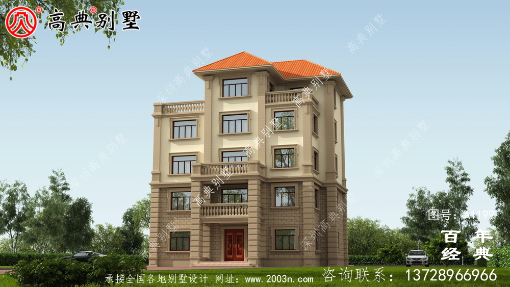 農村大戶型五層自建別墅設計圖紙，室內功能齊全