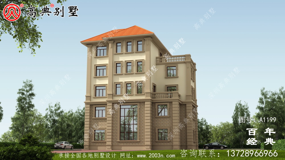 農村大戶型五層自建別墅設計圖紙，室內功能齊全