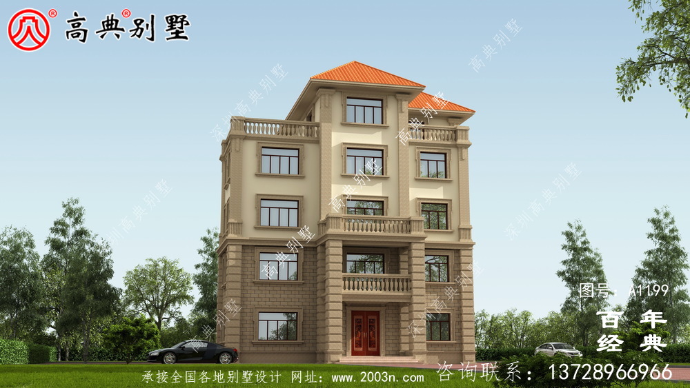 農村大戶型五層自建別墅設計圖紙，室內功能齊全