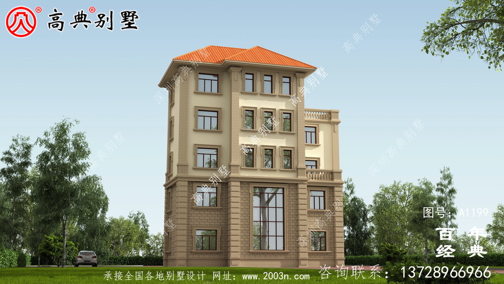 農村大戶型五層自建別墅設計圖紙，室內功能齊全