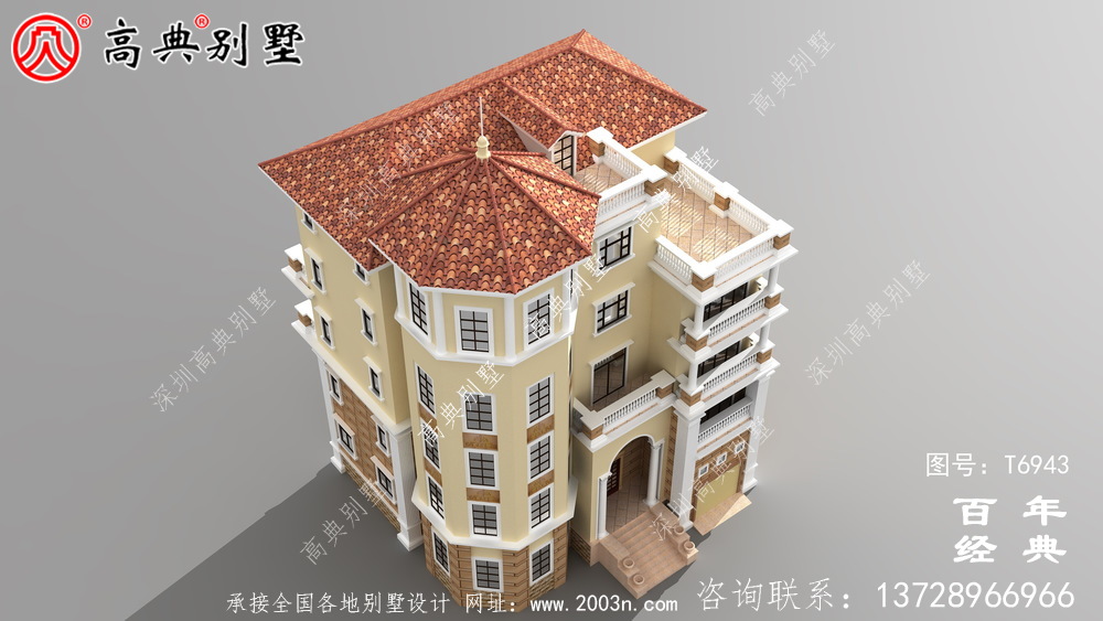 歐式五層別墅設計圖紙及設計效果圖，多個飄窗配陽臺