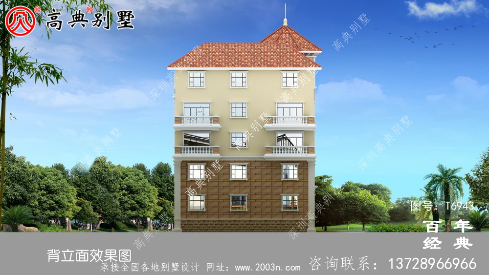歐式五層別墅設計圖紙及設計效果圖，多個飄窗配陽臺