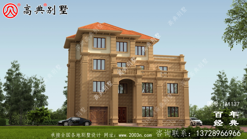 新農村四層別墅設計圖紙和效果圖，全套cad建筑圖紙
