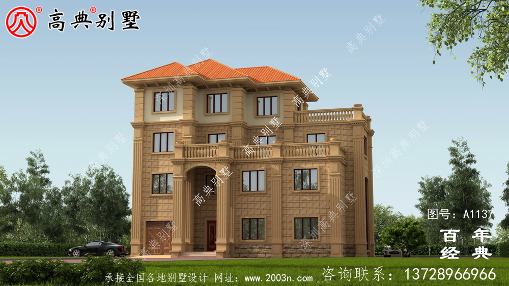 新農村四層別墅設計圖紙和效果圖，全套cad建筑圖紙