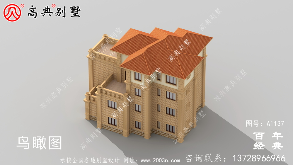 新農村四層別墅設計圖紙和效果圖，全套cad建筑圖紙
