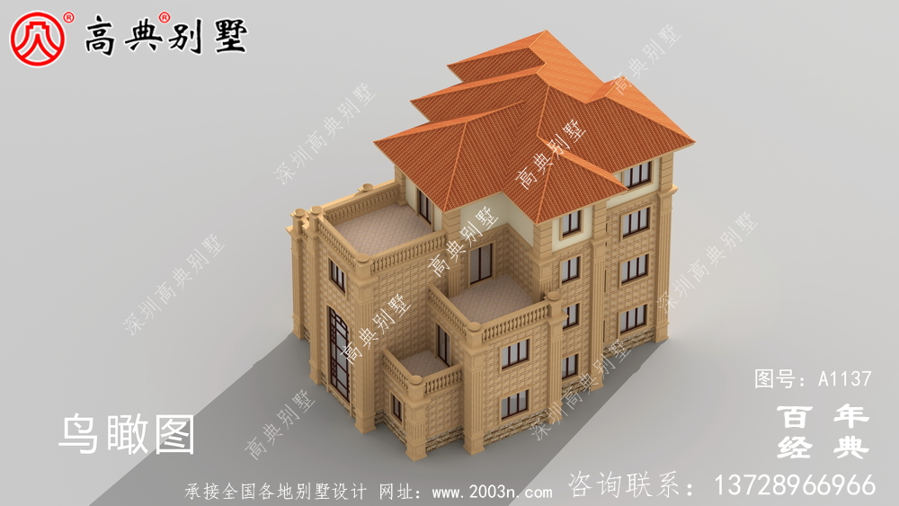 新農村四層別墅設計圖紙和效果圖，全套cad建筑圖紙