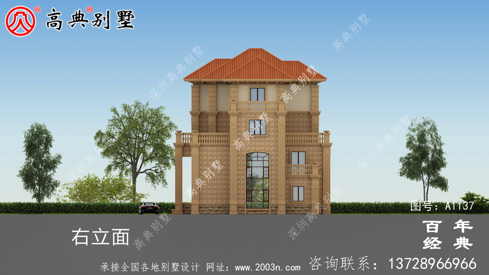 新農村四層別墅設計圖紙和效果圖，全套cad建筑圖紙