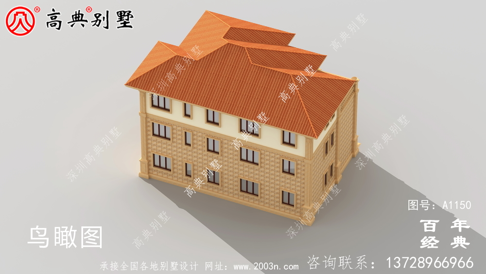 165平方米新農(nóng)村三層住宅設(shè)計(jì)圖紙，包括效果圖，帶車庫(kù)