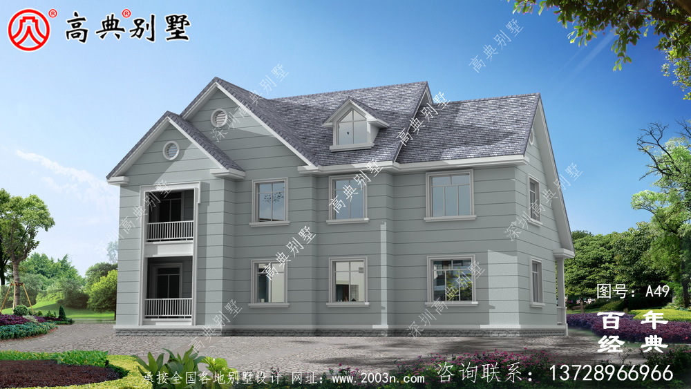 中式風(fēng)格兩層帶車庫(kù)別墅設(shè)計(jì)圖紙及效果圖_農(nóng)村兩層房屋設(shè)計(jì)圖紙