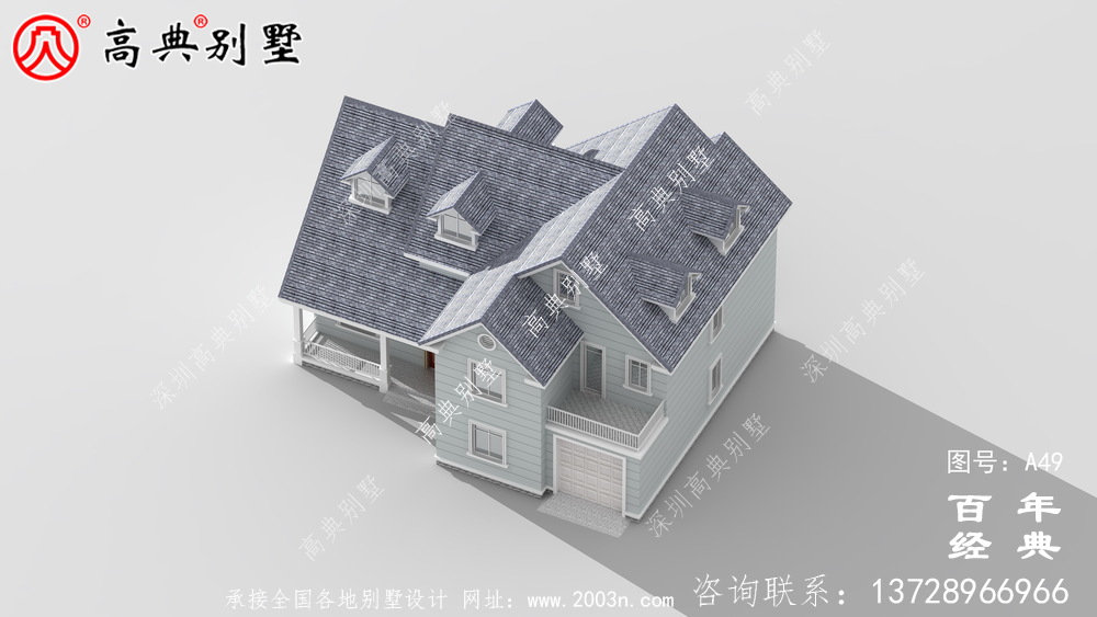 中式風(fēng)格兩層帶車庫(kù)別墅設(shè)計(jì)圖紙及效果圖_農(nóng)村兩層房屋設(shè)計(jì)圖紙