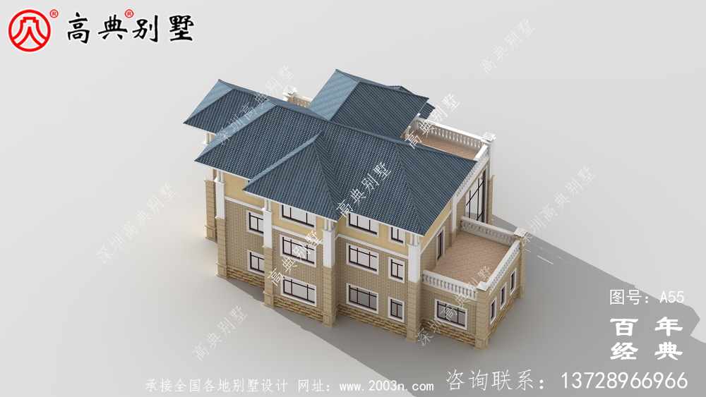 美麗的三樓簡歐別墅設計圖施工圖與效果圖_農村三樓別墅設計