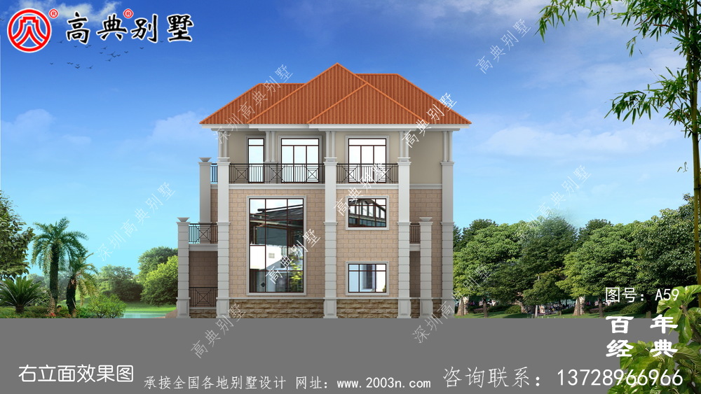 三樓車庫歐式別墅設(shè)計施工圖與效果圖 三樓別墅設(shè)計圖