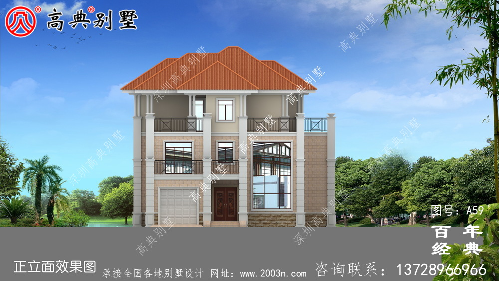 三樓車庫歐式別墅設(shè)計施工圖與效果圖 三樓別墅設(shè)計圖