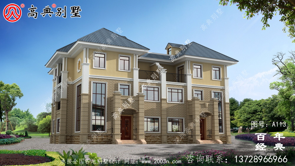 新農村三層雙拼別墅設計圖紙_農村自建設計圖紙