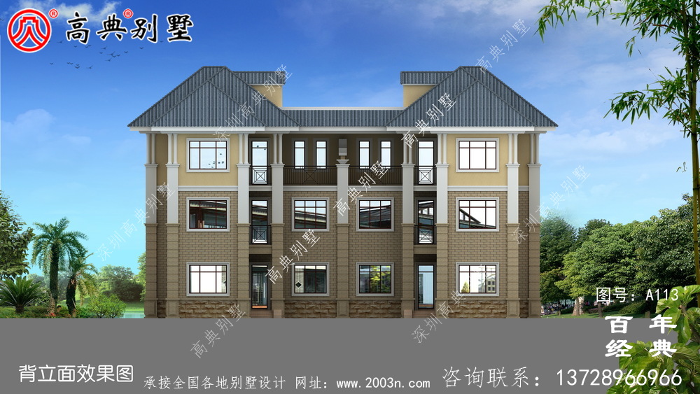 新農村三層雙拼別墅設計圖紙_農村自建設計圖紙
