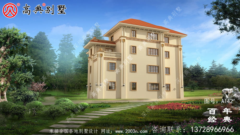 漂亮實(shí)用的四層帶車(chē)庫(kù)農(nóng)村別墅設(shè)計(jì)圖紙_四層別墅施工圖