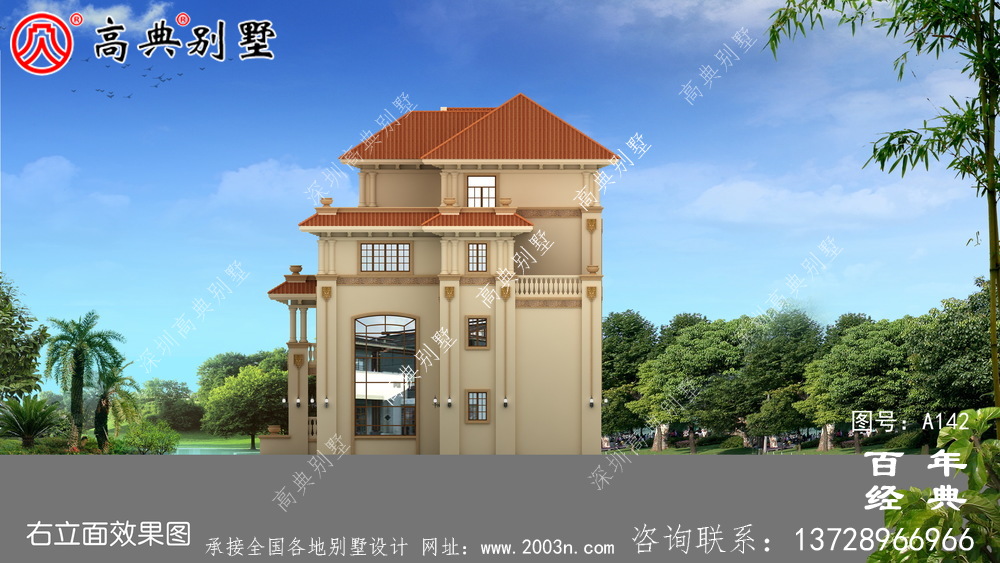 漂亮實(shí)用的四層帶車(chē)庫(kù)農(nóng)村別墅設(shè)計(jì)圖紙_四層別墅施工圖