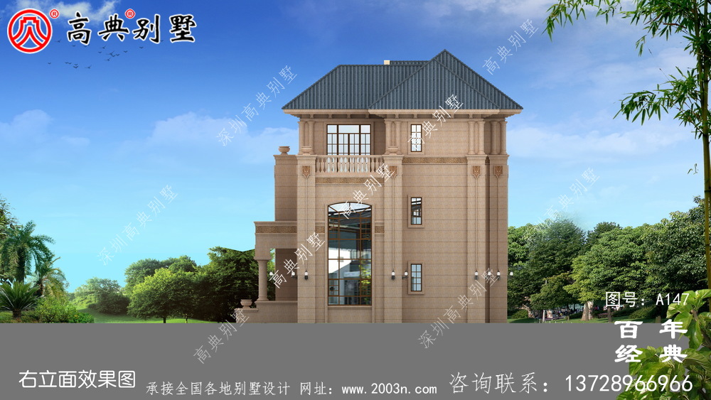 農村三層別墅帶露臺設計全套圖紙_三層別墅設計圖紙
