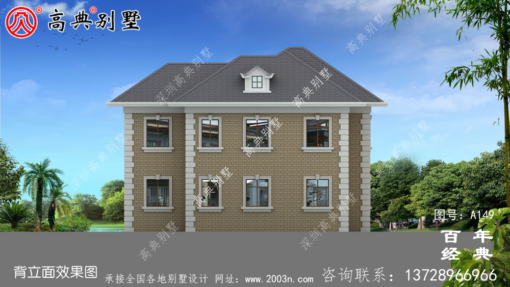 二層帶陽臺農村小別墅施工圖紙及設計效果圖  房屋設計圖
