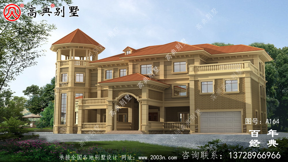鄉村三層帶生活陽臺小別墅設計圖紙_農村房屋設計圖