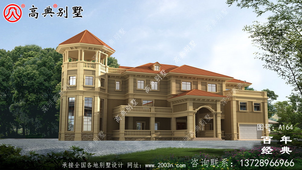 鄉村三層帶生活陽臺小別墅設計圖紙_農村房屋設計圖