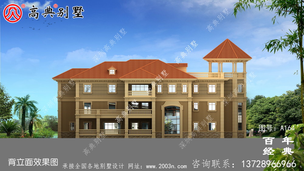 鄉村三層帶生活陽臺小別墅設計圖紙_農村房屋設計圖