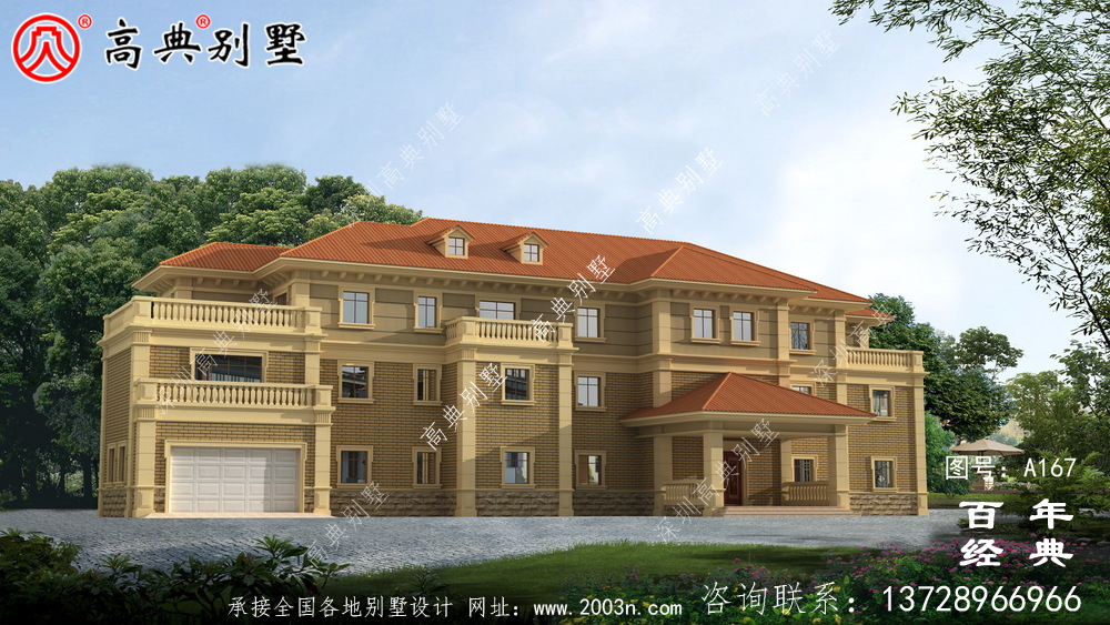鄉(xiāng)村三層帶陽臺車庫別墅工程圖紙_別墅設(shè)計圖紙