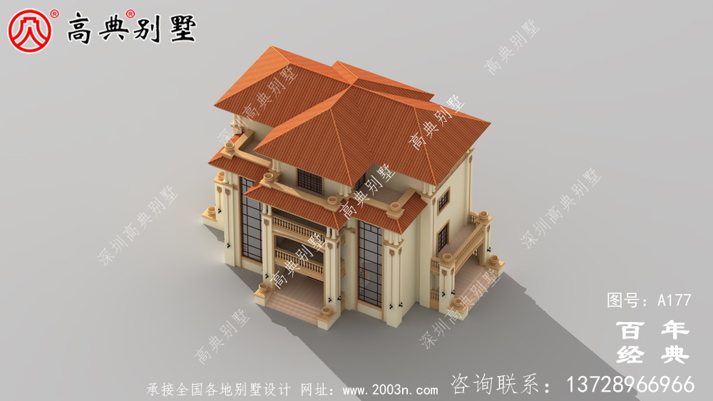 漂亮的四樓鄉村別墅帶陽臺設計圖_鄉村住宅設計圖