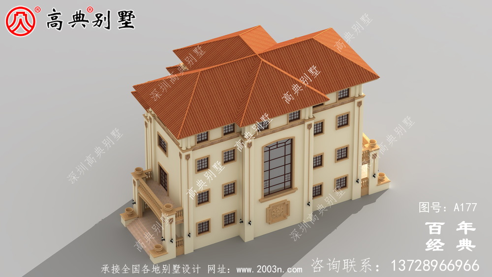 漂亮的四樓鄉村別墅帶陽臺設計圖_鄉村住宅設計圖