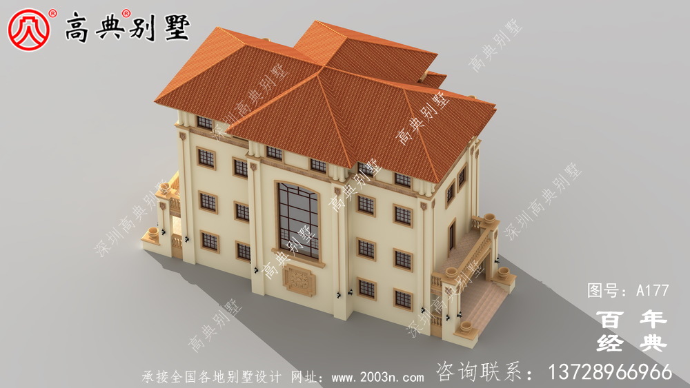 漂亮的四樓鄉村別墅帶陽臺設計圖_鄉村住宅設計圖